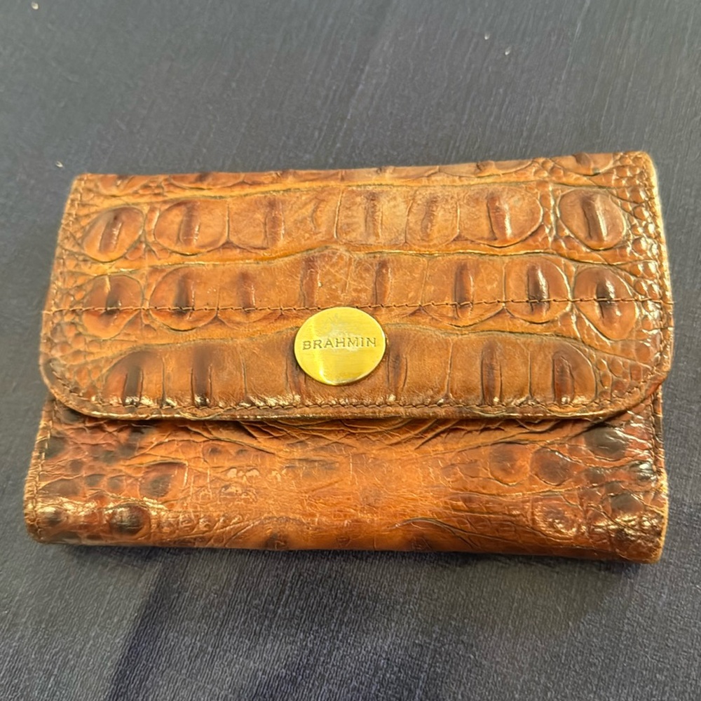 Brahmin Brown Crocodile Embossed Wallet